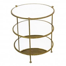 TABLE-SIDE-3 TIER GOLD-MIRRORE