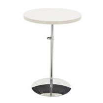TABLE-SIDE-RD-PED-WHITE LAQU