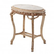 TABLE-SIDE-OVAL-CREAM MARBLE T