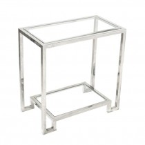 TABLE-SIDE-CHROME W/ GLASS TOP