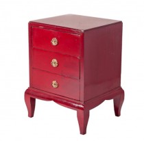 CABINET-RED 3DRAWER/BRASS HARD