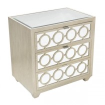 NIGHTSTAND-3 DR-LIMED OAK & Glass Circles