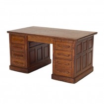 DESK-OAK-DBL PED. 4DRWR