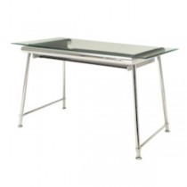 DESK-GLASS TOP-CHROME BASE-KEY