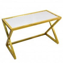 DESK-GOLD-X BASE-GLASS TOP