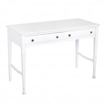 DESK-Painted White Wood W/Relief Detail on Drawers