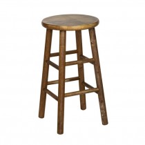 STOOL-Short Cherry Stained-Round Seat No Back