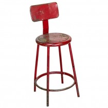 STOOL-RED METAL-COUNTER HEIGHT