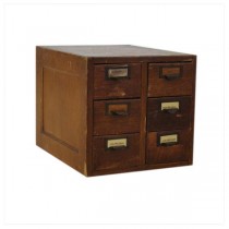 CARD FILE-OAK-6 DRAWER-SMALL