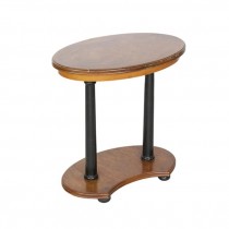 SIDE TABLE-Biedermeier/Oval Of Burled Wood & Black Accents