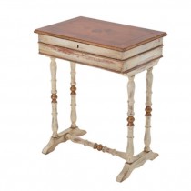 TABLE-END WH/WASH W/WOOD INLAY