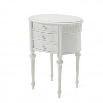 TABLE-END-WHITE-3 DRAWER OVAL