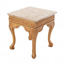 TABLE-END-GOLD W/BEIGE MARBLE