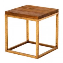 TABLE-END-GOLD BASE-WOOD TOP