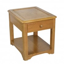 SIDE TABLE-Oak Veneer W/Single Drawer & Under Shelf