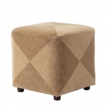 OTTOMAN-19"SQ-TAN ULTRASUEDE