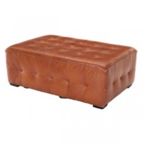 OTTOMAN-BROWN TUFTED LEATHER