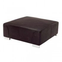 OTTOMAN-SQ-BROWN LEATHER