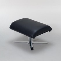 OTTOMAN-BLACK LEATHER-CHROME B