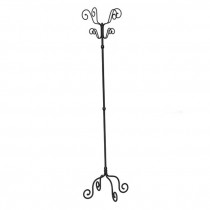 COAT RACK-Black Iron W/(8) Curly Hooks