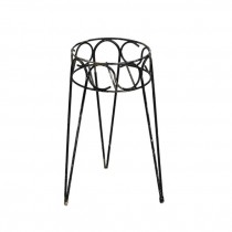 PLANT STAND-Painted Black Metal W/Scroll Detail & Hair Pin Legs