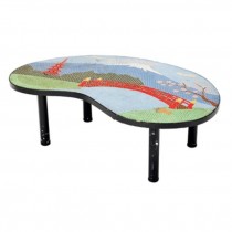 TABLE-Coffee Kidney Shaped Table-Tile Mosaic Top