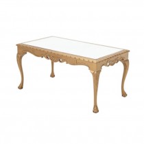 TABLE-Gold Ornate Coffee W/Mirror Top