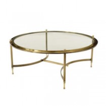 TABLE-COFFEE-BRASS W/ GLASS TO