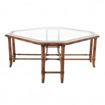 TABLE-COFFEE-GLASS TOP-RATTAN