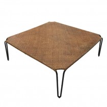 COFFEE TABLE-Woven Rattan Square W/Hairpin Leg