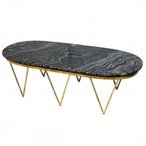 TABLE-COFFEE-BLACK OVAL MARBLE