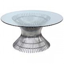 TABLE-COFFEE-CHROME WIRE BASE-