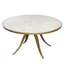 Table Coffee Rd Light Marble Top W/Brushed Brass Frame