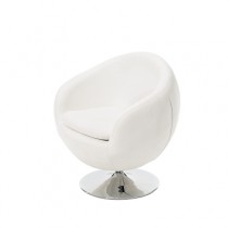 CHAIR-White Ball Chair W/Chrome Ped Base