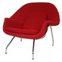 CHAIR-WOMB-RED-CHROME LEGS