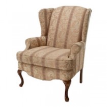 CHAIR-WING-2PC-TAN DAMASK W/RI