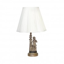 TABLE LAMP-Biege Ceramic Cherub W/Parrot On Knee