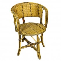 CHAIR-ARM-Blonde Wicker Barrel