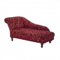 CHAISE-LAF-BURGUNDY FLCKED 71"