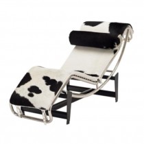 LOUNGE-CORBU-BLK/WHT-COWHIDE