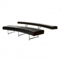 BENCH-BLK LEATHER-2TIER-ARMLES