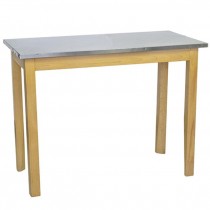TABLE-Blonde Wood W/Brushed Metal Top