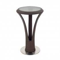 TABLE-BAR-BROWN WICKER-RND GLA