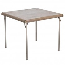 TABLE-Vintage Taupe Vinyl Folding Table