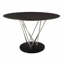 TABLE-DINING-RD-BLK WD CHRM LE