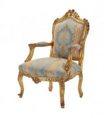 CHAIR-ARM-GLD/BL DAMASK-GLD FR