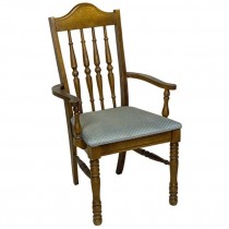 CHAIR-Arm/Bannister Back W/Diamond Pattern Upholstered Seat