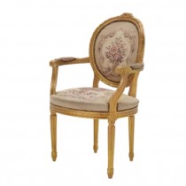 CHAIR-ARM-GOLD-TAPESTRY FABRIC