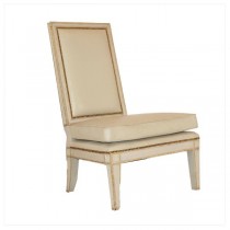 CHAIR-ARMLESS-LEATHER-CREAM W/