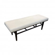 BENCH-Off White Cushion w/Dark Wood Stretcher Base